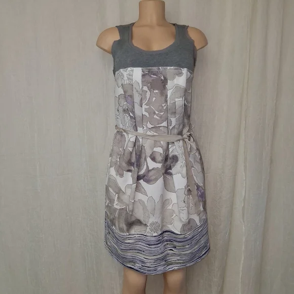 Simply Vera Vera Wang Women Size M Gray and White Floral Midi Dress - Picture 10 of 16